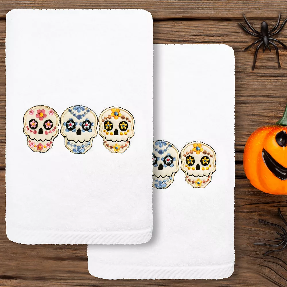 Linum Home Textiles Skulls Embroidered Luxury Turkish Cotton 2-pack Hand Towel Set 4 Linum Home Textiles Skulls Embroidered Luxury Turkish Cotton 2-pack Hand Towel Set - Image 2
