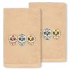 Linum Home Textiles Skulls Embroidered Luxury Turkish Cotton 2-pack Hand Towel Set -Camden Isle Sales Shop 5564377 Sand