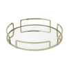 Home Details Modern Round Mirror Vanity Tray In Satin Gold
