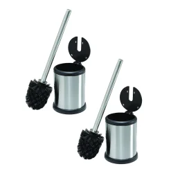 Bath Bliss 2 Pack Self Closing Lid Toilet Brush And Holder