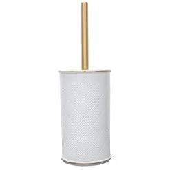 Elle Decor Embossed Ceramic Toilet Brush & Holder -Camden Isle Sales Shop 5740085 ALT2
