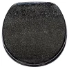 Sanilo Round Soft Close Lid Wood Adjustable Toilet Seat, Glittering Black
