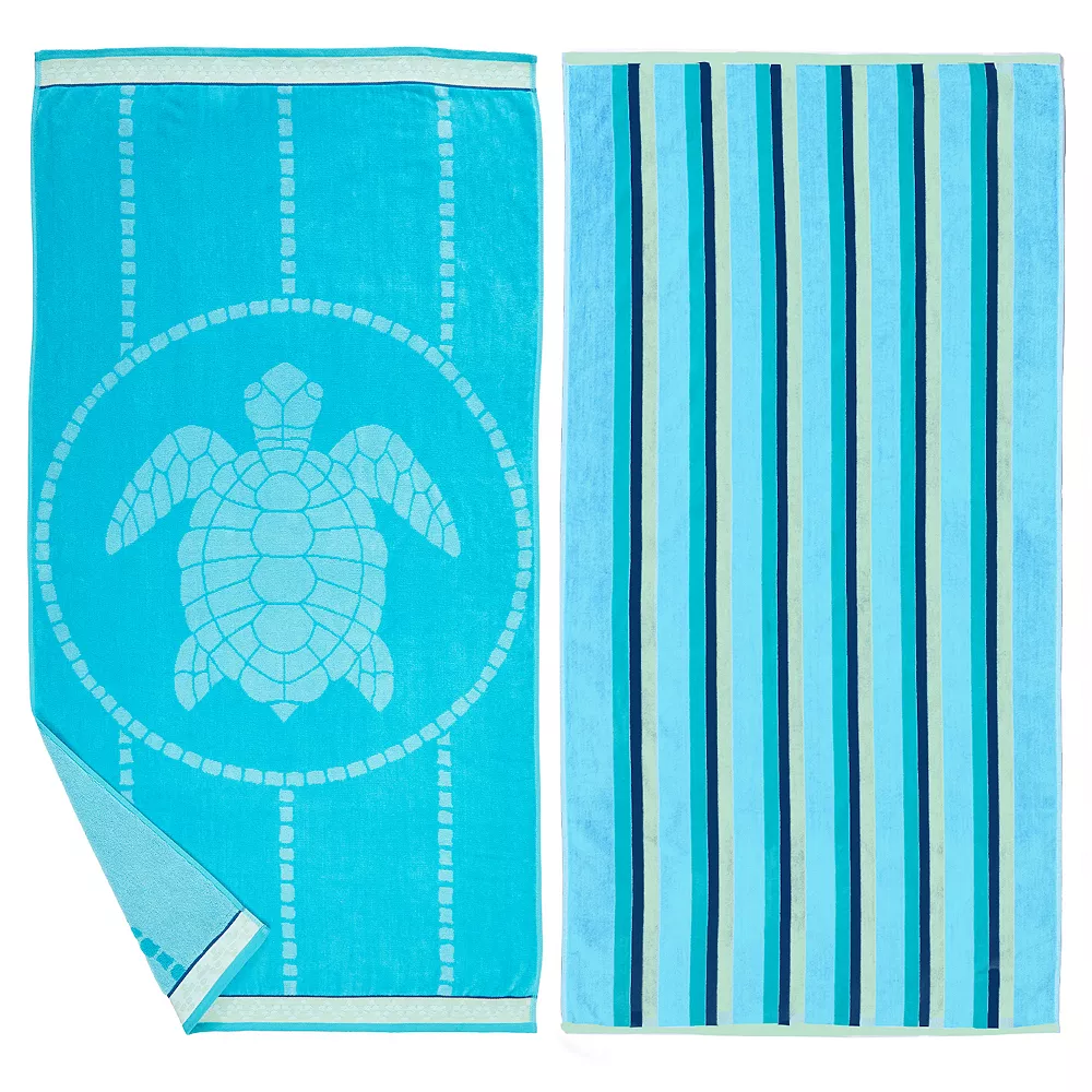 Great Bay Home Playa 2-Pack Patterned Beach Towel Set 3 Great Bay Home Playa 2-Pack Patterned Beach Towel Set