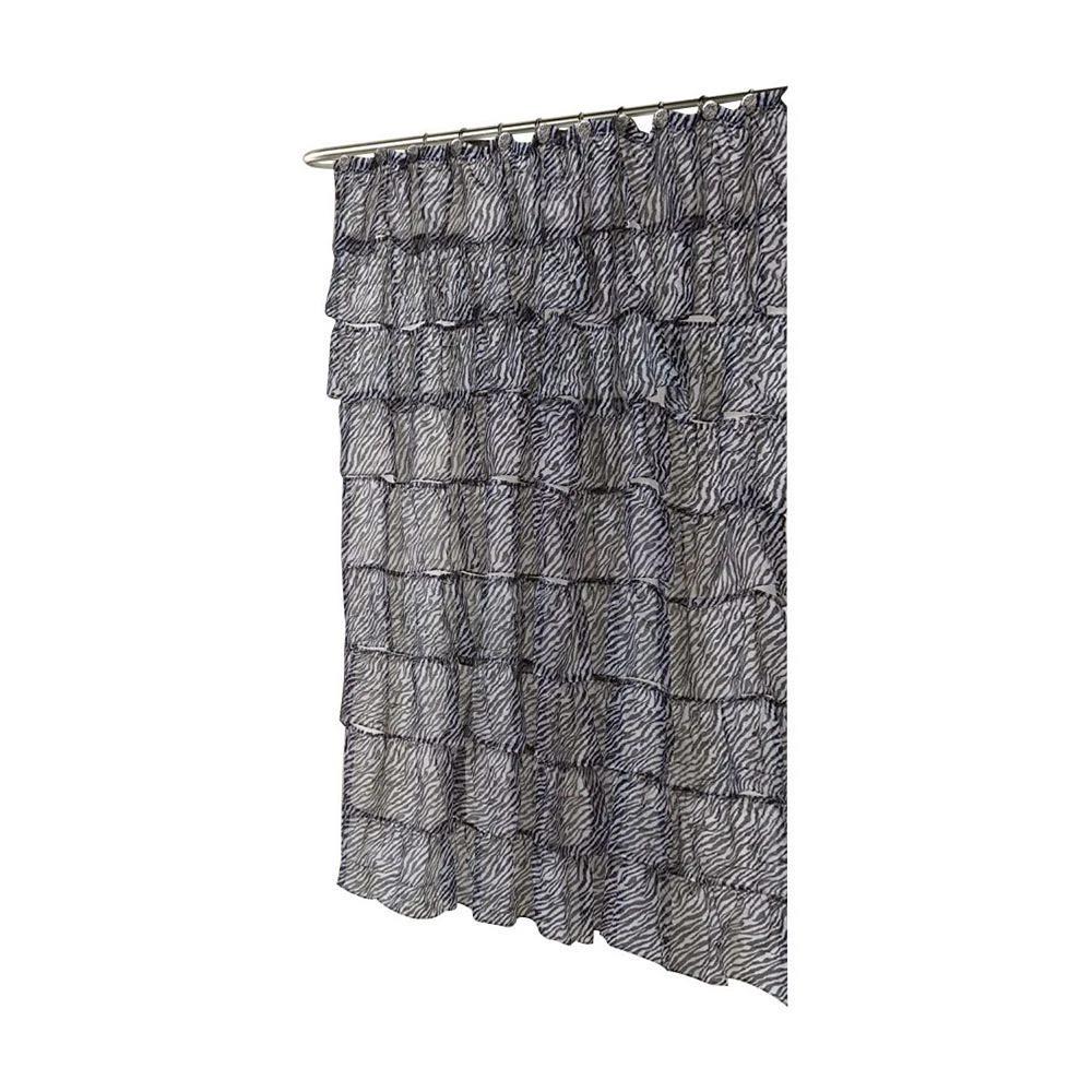 Carnation Home Fashions Carmen Polyester Shower Curtain, Zebra Print 3 Carnation Home Fashions Carmen Polyester Shower Curtain, Zebra Print