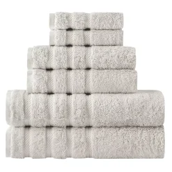 Classic Turkish Towels Genuine Cotton Soft Absorbent Lubbock 6 Piece Set With 2 Bath Towels, 2 Hand Towels, 2 Washcloths