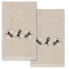 Linum Home Textiles Bee Dance Embroidered Luxury Turkish Cotton Hand Towels 2-pack Set
