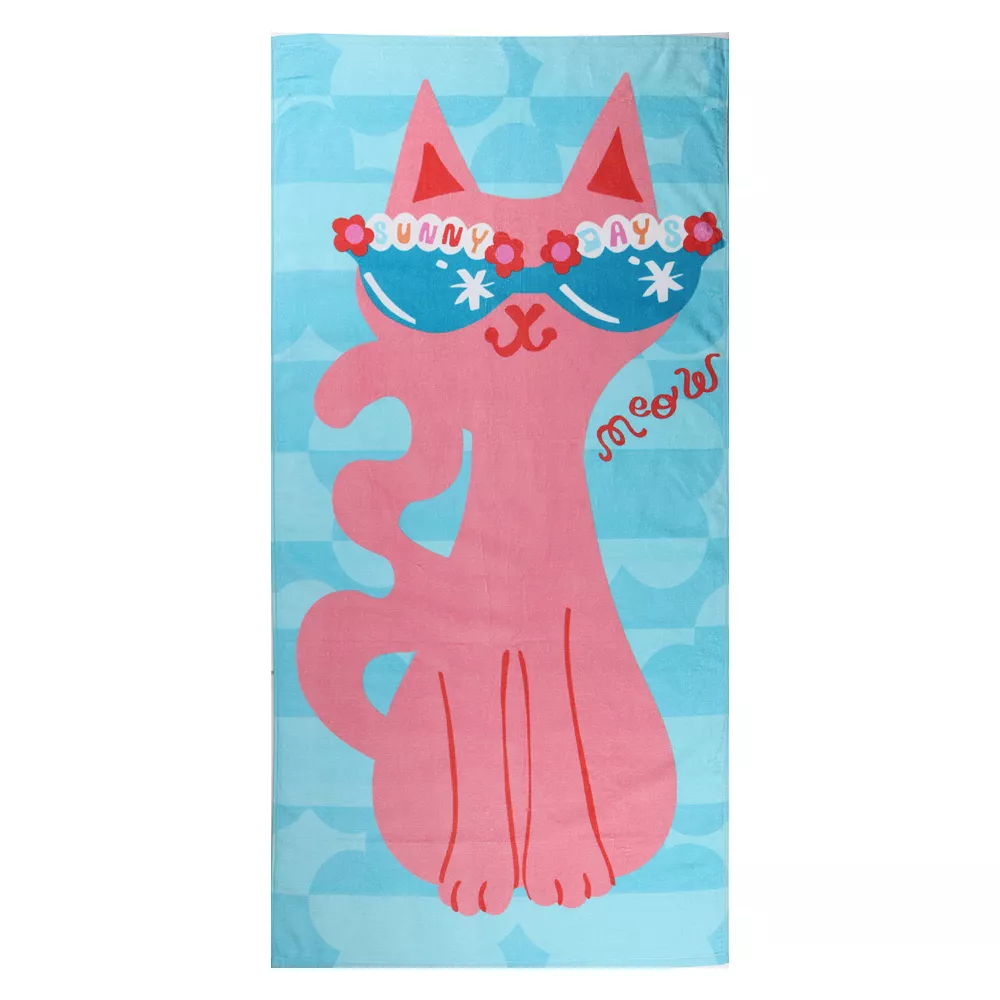 The Big One Kids™ Pink Cat Beach Towel 3 The Big One Kids™ Pink Cat Beach Towel