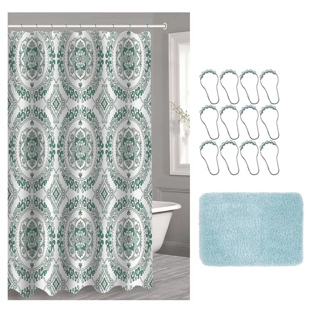 Popular Bath Candace 14-piece Microfiber Bath Rug & Shower Curtain Set 3 Popular Bath Candace 14-piece Microfiber Bath Rug & Shower Curtain Set