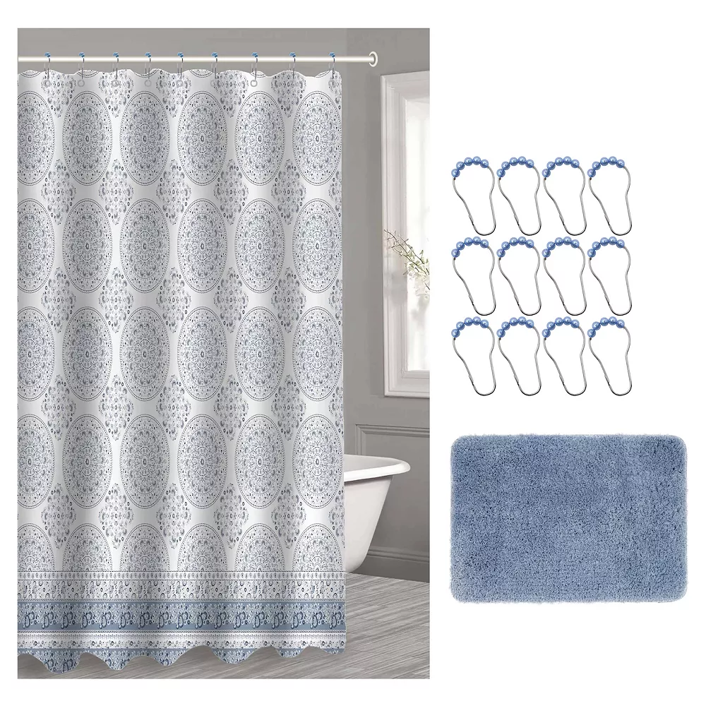 Popular Bath Giovanna 14-piece Microfiber Bath Rug & Shower Curtain Set 3 Popular Bath Giovanna 14-piece Microfiber Bath Rug & Shower Curtain Set