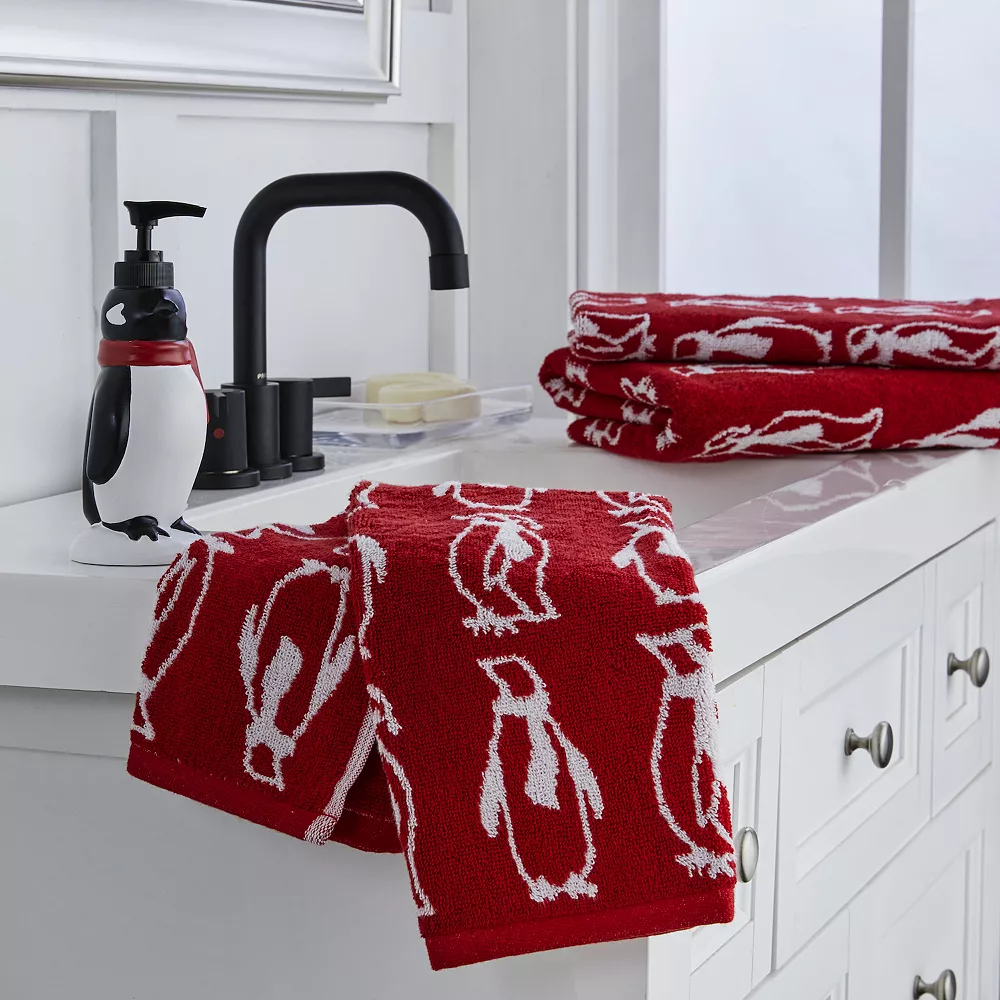 Vern Yip By SKL Home Arctic March Penguin 2-piece Hand Towel Set 4 Vern Yip By SKL Home Arctic March Penguin 2-piece Hand Towel Set - Image 2