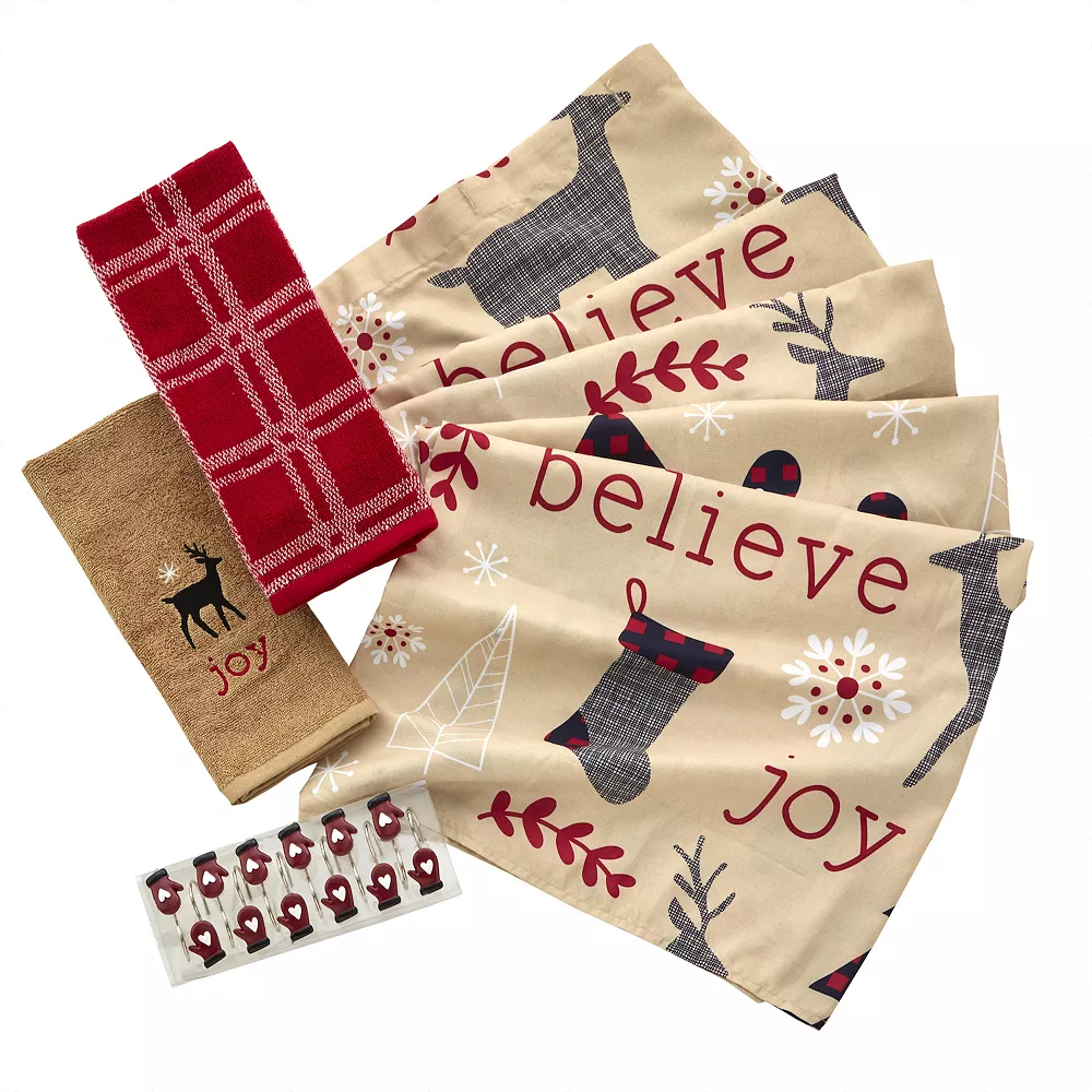 SKL Home Cozy Home Shower Curtain, Curtain Hooks & 2 Hand Towels Set 3 SKL Home Cozy Home Shower Curtain, Curtain Hooks & 2 Hand Towels Set