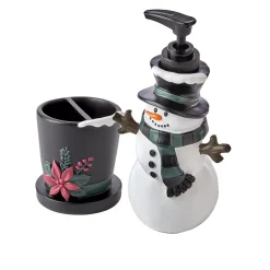 SKL Home Rustic Plaid Toothbrush Holder & Soap Pump Set