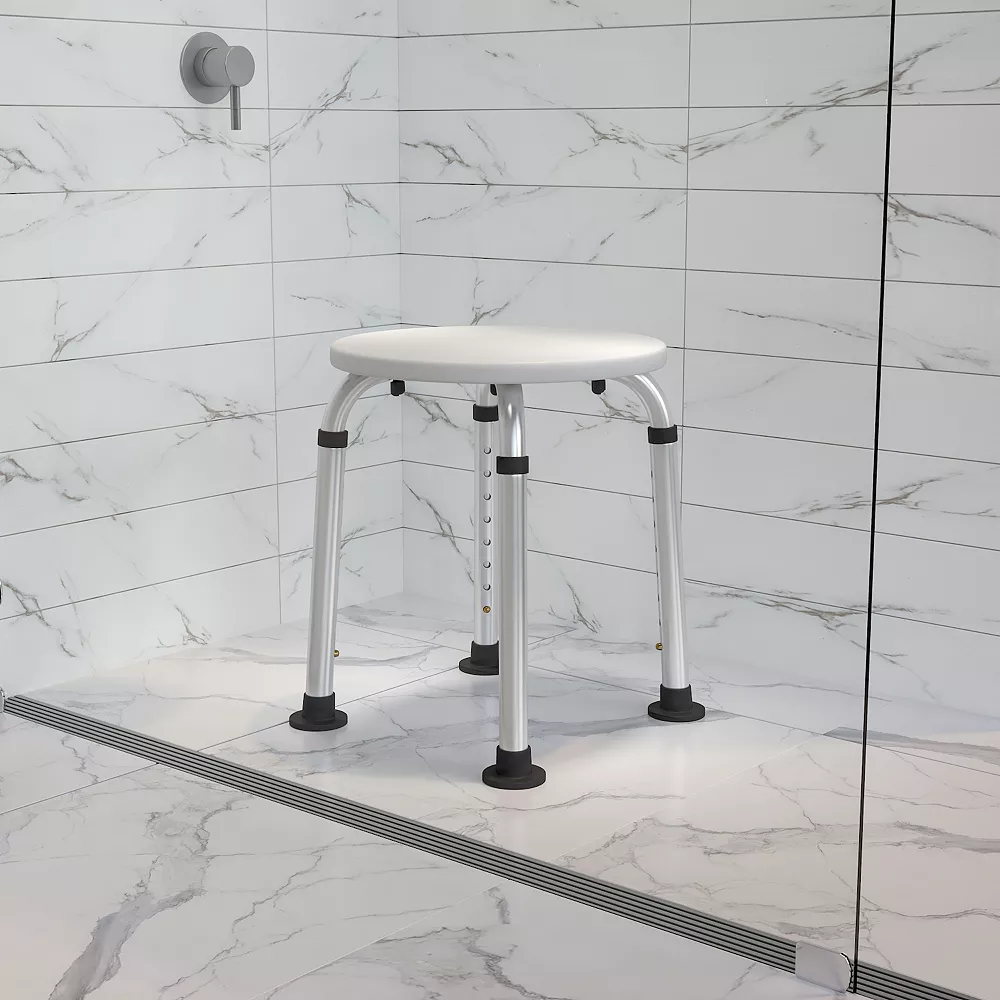 Emma+Oliver Emma And Oliver Tool-Free 300 Lb. Capacity, Adjustable White Bath & Shower Stool 4 Emma+Oliver Emma And Oliver Tool-Free 300 Lb. Capacity, Adjustable White Bath & Shower Stool - Image 2
