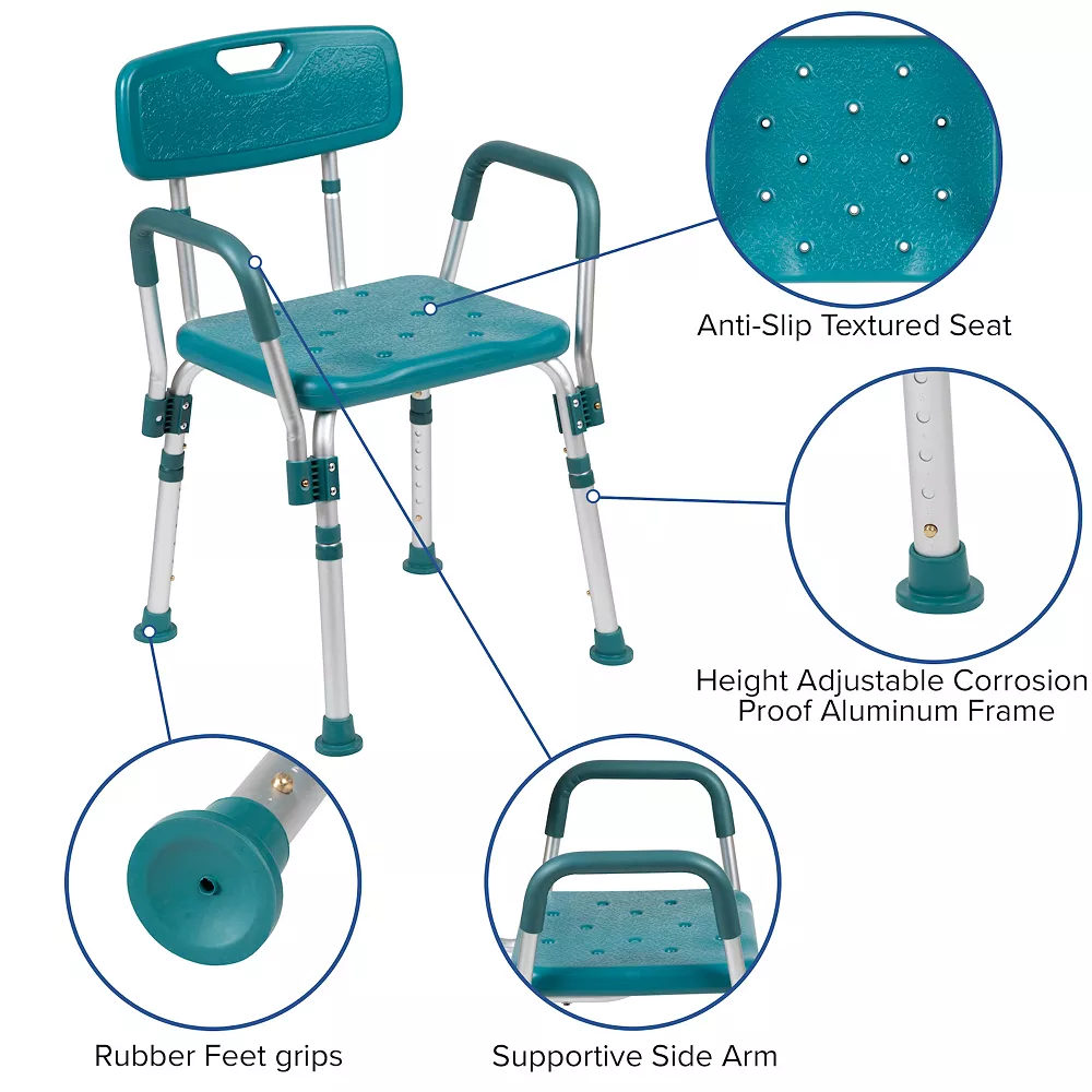 Emma+Oliver Emma And Oliver 300 Lb. Capacity Quick Release Back & Arm Navy Shower Chair 5 Emma+Oliver Emma And Oliver 300 Lb. Capacity Quick Release Back & Arm Navy Shower Chair - Image 3