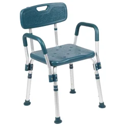 Emma+Oliver Emma And Oliver 300 Lb. Capacity Quick Release Back & Arm Navy Shower Chair
