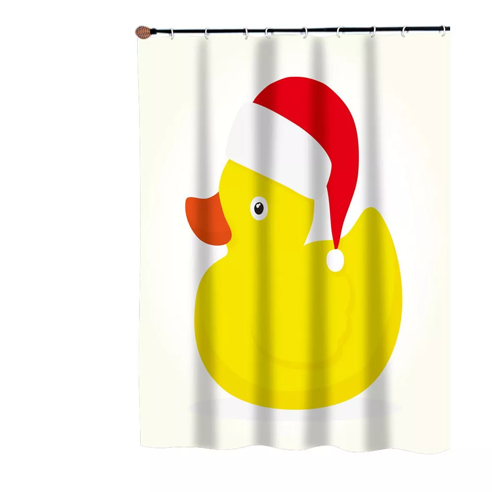 Carnation Home Fashions Christmas Ducky Fabric Shower Curtain 100% Polyester - 70" X 72" 3 Carnation Home Fashions Christmas Ducky Fabric Shower Curtain 100% Polyester - 70" X 72"