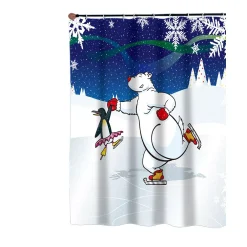 Carnation Home Fashions Ice Dancers Fabric Shower Curtain 100% Polyester - 70" X 72"