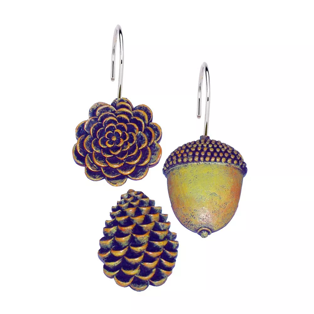 Carnation Home Fashions Pine Cones Resin Shower Curtain Hooks 3 Carnation Home Fashions Pine Cones Resin Shower Curtain Hooks