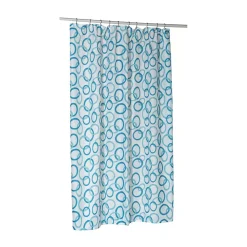 Carnation Home Fashions Circles Blue Stall Size 100% Polyester Fabric Shower Curtain - 54" Wide X 78" Long