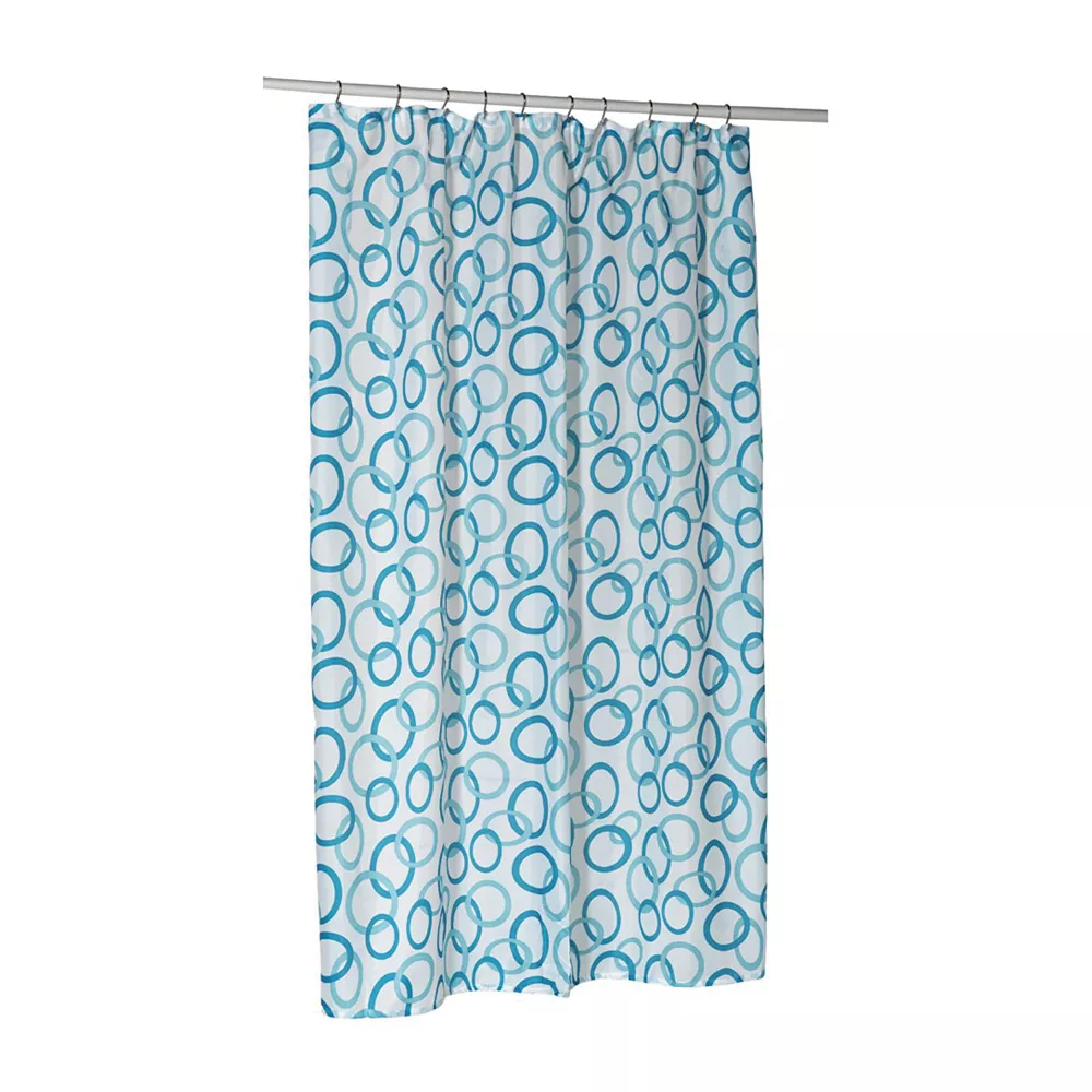 Carnation Home Fashions Circles Blue Stall Size 100% Polyester Fabric Shower Curtain - 54" Wide X 78" Long 3 Carnation Home Fashions Circles Blue Stall Size 100% Polyester Fabric Shower Curtain - 54" Wide X 78" Long
