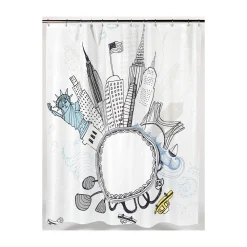 Carnation Home Fashions Funky City Fabric Shower Curtain