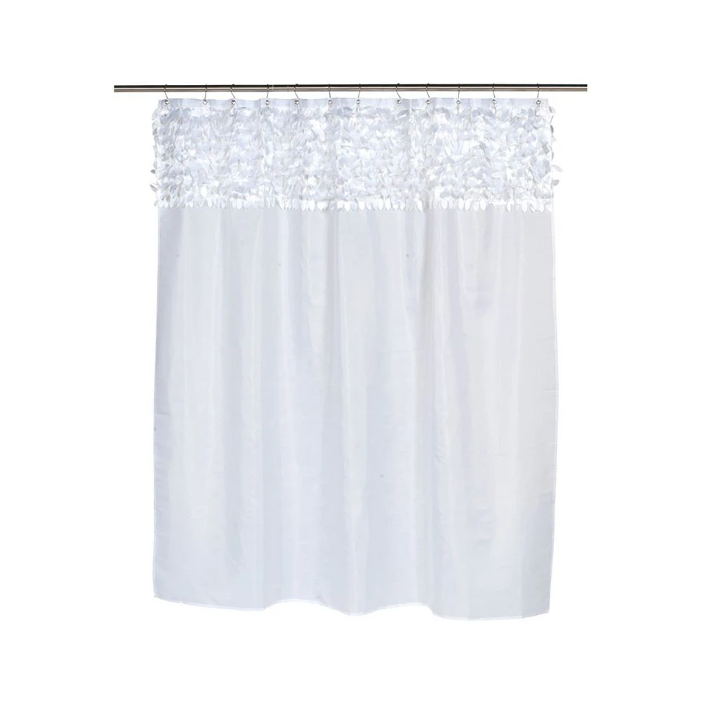 Carnation Home Fashions Jasmine Fabric Shower Curtain, White 3 Carnation Home Fashions Jasmine Fabric Shower Curtain, White