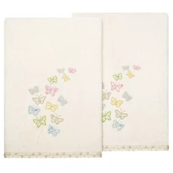 Linum Home Textiles Turkish Cotton Mariposa 2-piece Embellished Bath Towel Set