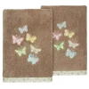 Linum Home Textiles Turkish Cotton Mariposa 2-piece Embellished Hand Towel Set -Camden Isle Sales Shop 5991800 Cocoa 1
