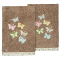 Linum Home Textiles Turkish Cotton Mariposa 2-piece Embellished Hand Towel Set