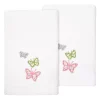Linum Home Textiles Turkish Cotton Mariposa 2-piece Embellished Fingertip Towel Set -Camden Isle Sales Shop 5991801 White