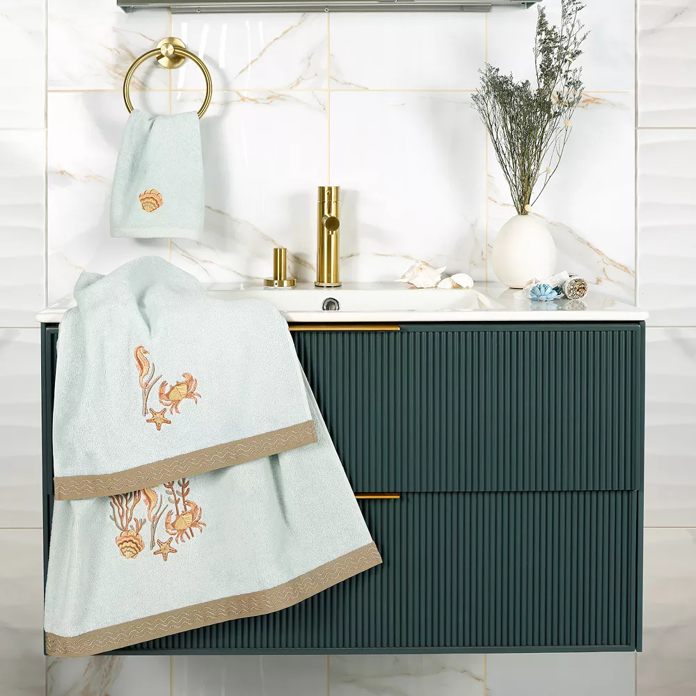 Linum Home Textiles Turkish Cotton Aaron 2-piece Embellished Fingertip Towel Set 4 Linum Home Textiles Turkish Cotton Aaron 2-piece Embellished Fingertip Towel Set - Image 2