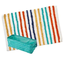 SKL Home Subtle Stripe Bath Rug & Dotty Waves Storage Bin 2-piece Set