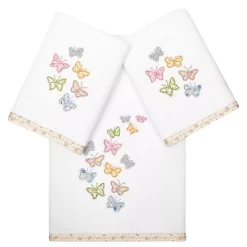 Linum Home Textiles Turkish Cotton Mariposa 3-piece Embellished Towel Set