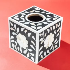 GAURI KOHLI Jodhpur Mother Of Pearl Tissue Box Cover - Black 8 GAURI KOHLI Jodhpur Mother Of Pearl Tissue Box Cover - Black -Camden Isle Sales Shop 6032488 ALT2