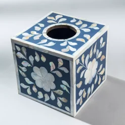 GAURI KOHLI Jodhpur Mother Of Pearl Tissue Box Cover - Blue -Camden Isle Sales Shop 6032490 ALT2