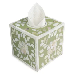 GAURI KOHLI Jodhpur Mother Of Pearl Tissue Box Cover - Olive
