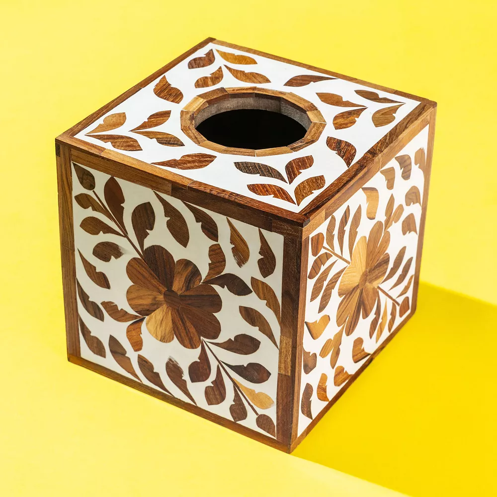 GAURI KOHLI Jodhpur Wood Inlay Tissue Box Cover 5 GAURI KOHLI Jodhpur Wood Inlay Tissue Box Cover - Image 3