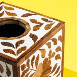 GAURI KOHLI Jodhpur Wood Inlay Tissue Box Cover 9 GAURI KOHLI Jodhpur Wood Inlay Tissue Box Cover -Camden Isle Sales Shop 6037131 ALT3