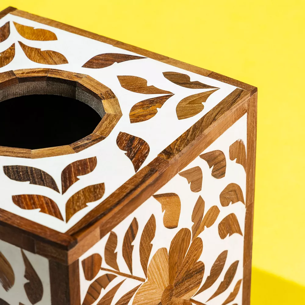 GAURI KOHLI Jodhpur Wood Inlay Tissue Box Cover 6 GAURI KOHLI Jodhpur Wood Inlay Tissue Box Cover - Image 4