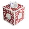 GAURI KOHLI Jodhpur Mother Of Pearl Tissue Box Cover - Burgundy