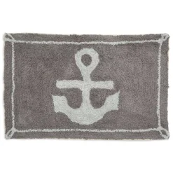Juvale Non-Slip Bathroom Mat For Showers, Nautical Anchor Bath Rug (32 X 20 Inches)