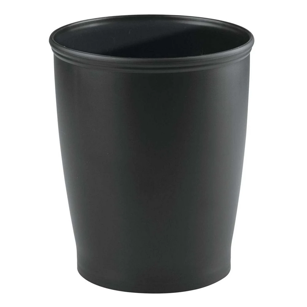 MDesign Plastic Round Small 1.6 Gallon Trash Can Wastebasket - Black 3 MDesign Plastic Round Small 1.6 Gallon Trash Can Wastebasket - Black