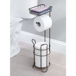 MDesign Steel Free Standing Toilet Paper Holder Stand And Dispenser - Dark Gray -Camden Isle Sales Shop 6121167 ALT