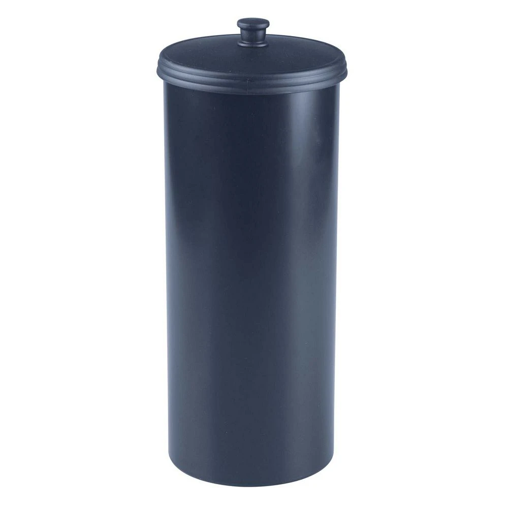 MDesign Plastic Toilet Paper 3-Roll Storage Organizer Stand With Cover - White 3 MDesign Plastic Toilet Paper 3-Roll Storage Organizer Stand With Cover - White