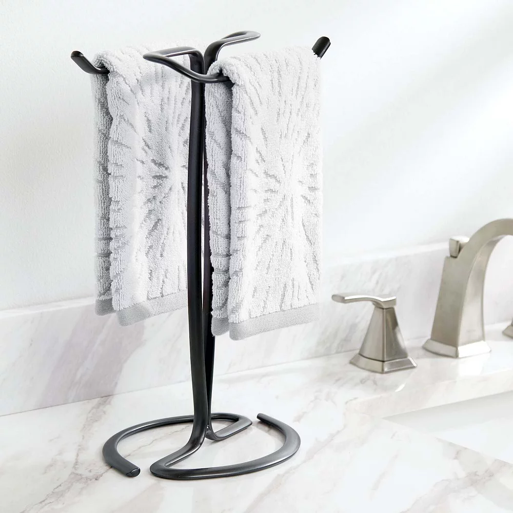 MDesign Fingertip Towel Holder For Bath Vanity Countertops - Graphite Gray 4 MDesign Fingertip Towel Holder For Bath Vanity Countertops - Graphite Gray - Image 2