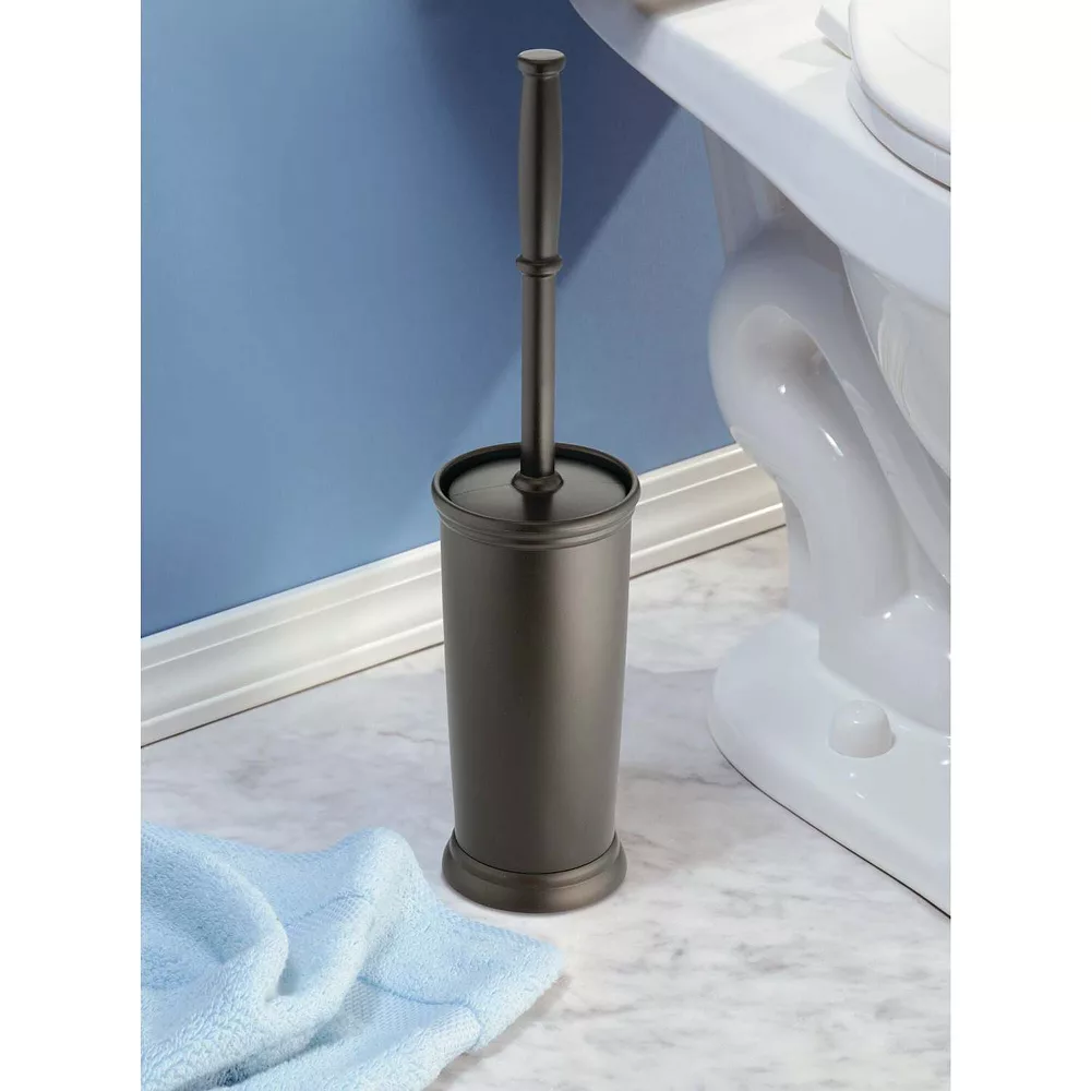 MDesign Plastic Compact Bathroom Toilet Bowl Brush And Holder - Bronze 4 MDesign Plastic Compact Bathroom Toilet Bowl Brush And Holder - Bronze - Image 2