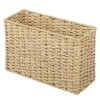 MDesign Large Rustic Woven Seagrass Toilet Tank Bathroom Storage Basket, Natural