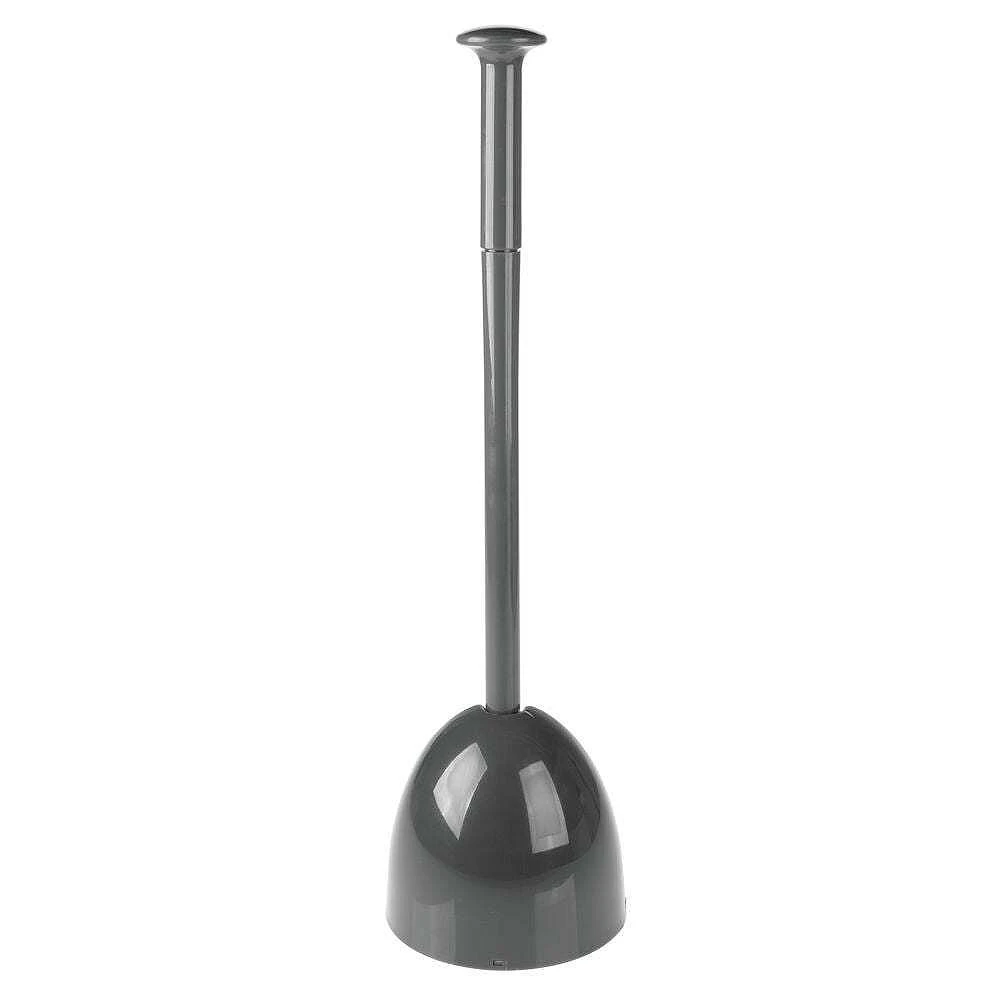 MDesign Plastic Freestanding Hideaway Toilet Bowl Plunger/Holder, Charcoal Gray 3 MDesign Plastic Freestanding Hideaway Toilet Bowl Plunger/Holder, Charcoal Gray