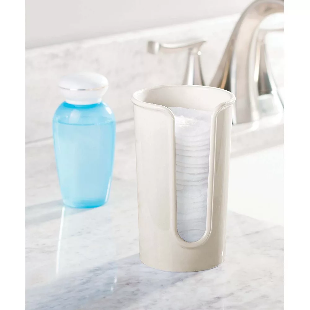 MDesign Small Plastic Disposable Paper Mouthwash/Rinsing Cup Dispenser - Cream 4 MDesign Small Plastic Disposable Paper Mouthwash/Rinsing Cup Dispenser - Cream - Image 2