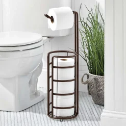 MDesign Metal Toilet Paper Holder Stand And Dispenser, Holds 4 Rolls - Chrome -Camden Isle Sales Shop 6121266 ALT
